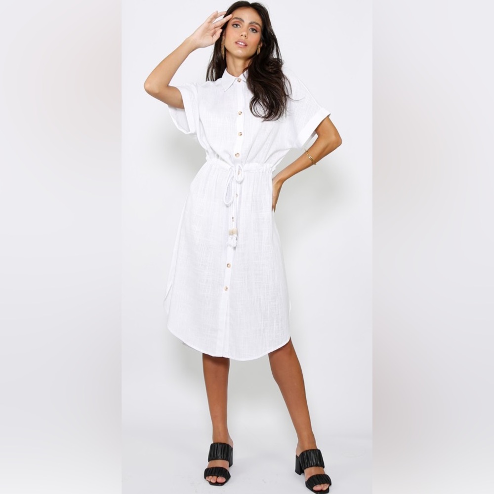 shirt dress with tie waist detail